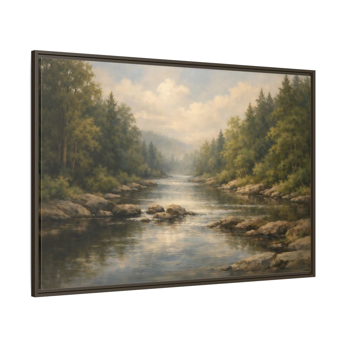 Main Mockup. Nature River Landscape Green River shown as stretched canvas wall art