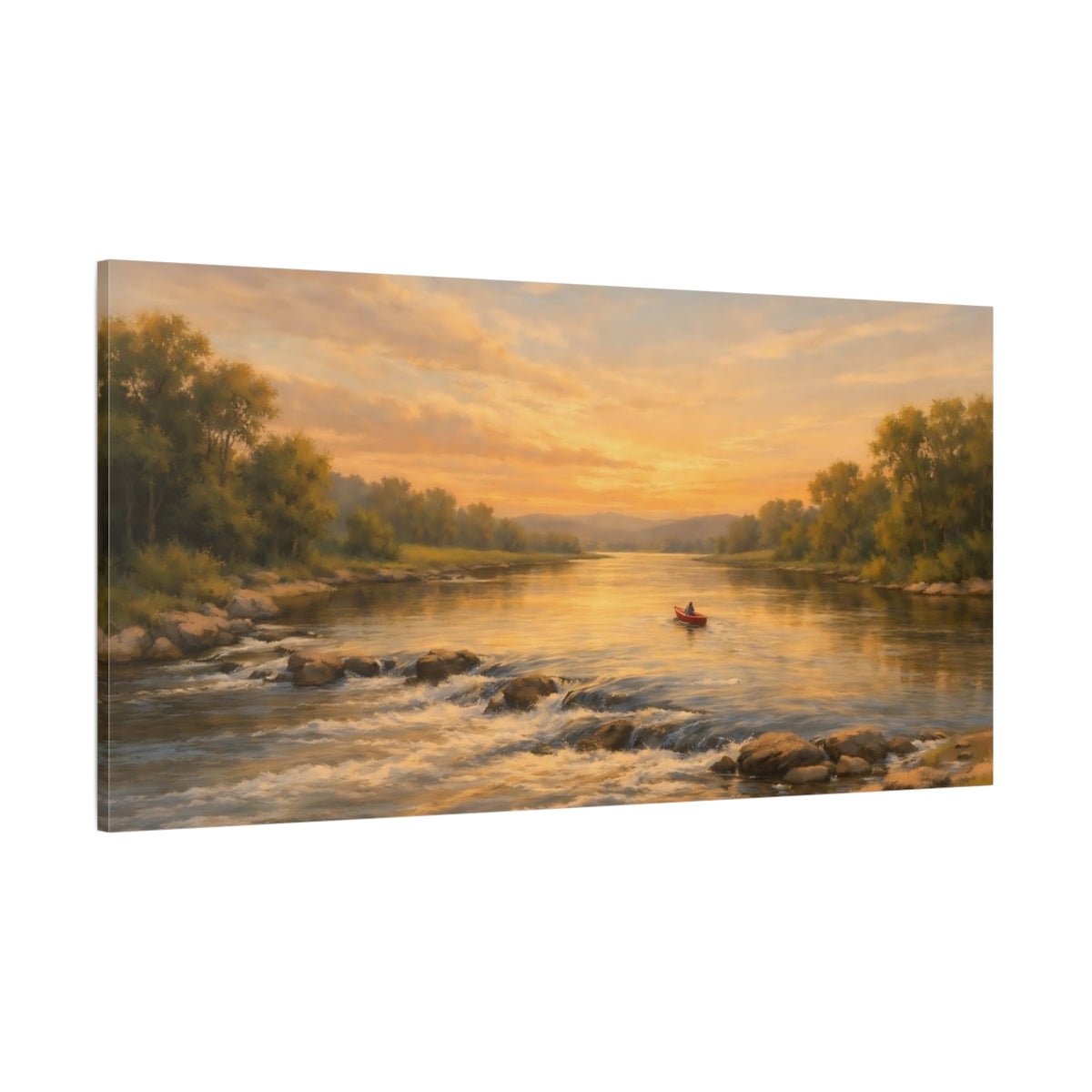 Nature River Scene Golden - Canvas Wall Art Print - YesArtYes