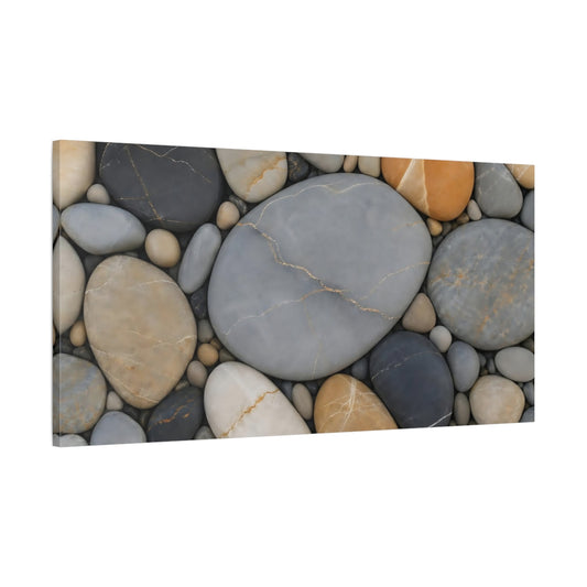 Main Mockup. Nature River Stones Natural River Stones shown as stretched canvas wall art