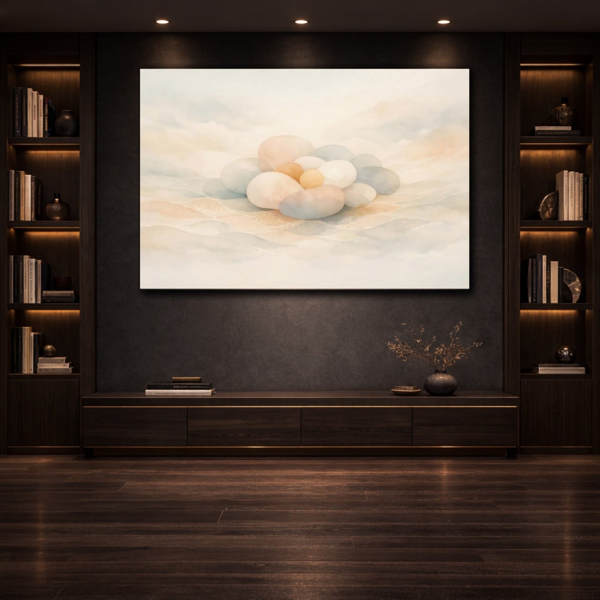 Nature River Stones Pastel - Canvas Wall Art Print - YesArtYes