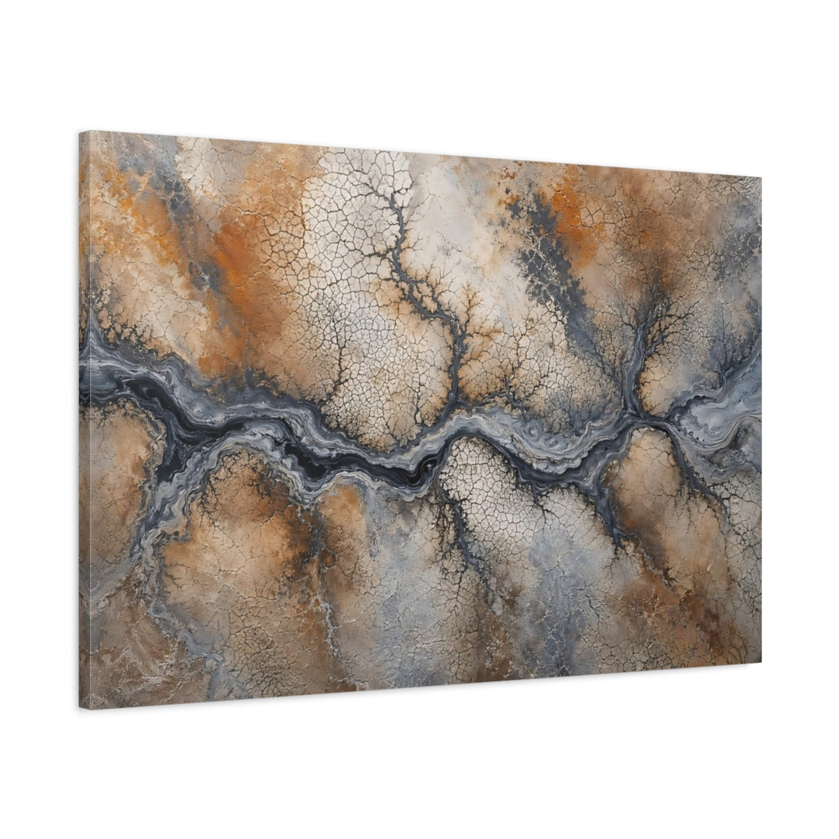 Main Mockup. Nature River System Earthy Tones shown as stretched canvas wall art
