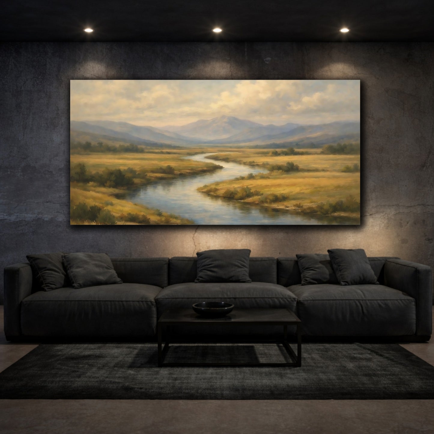 Mockup 2. Nature River Valley Golden River Valley shown as stretched canvas wall art