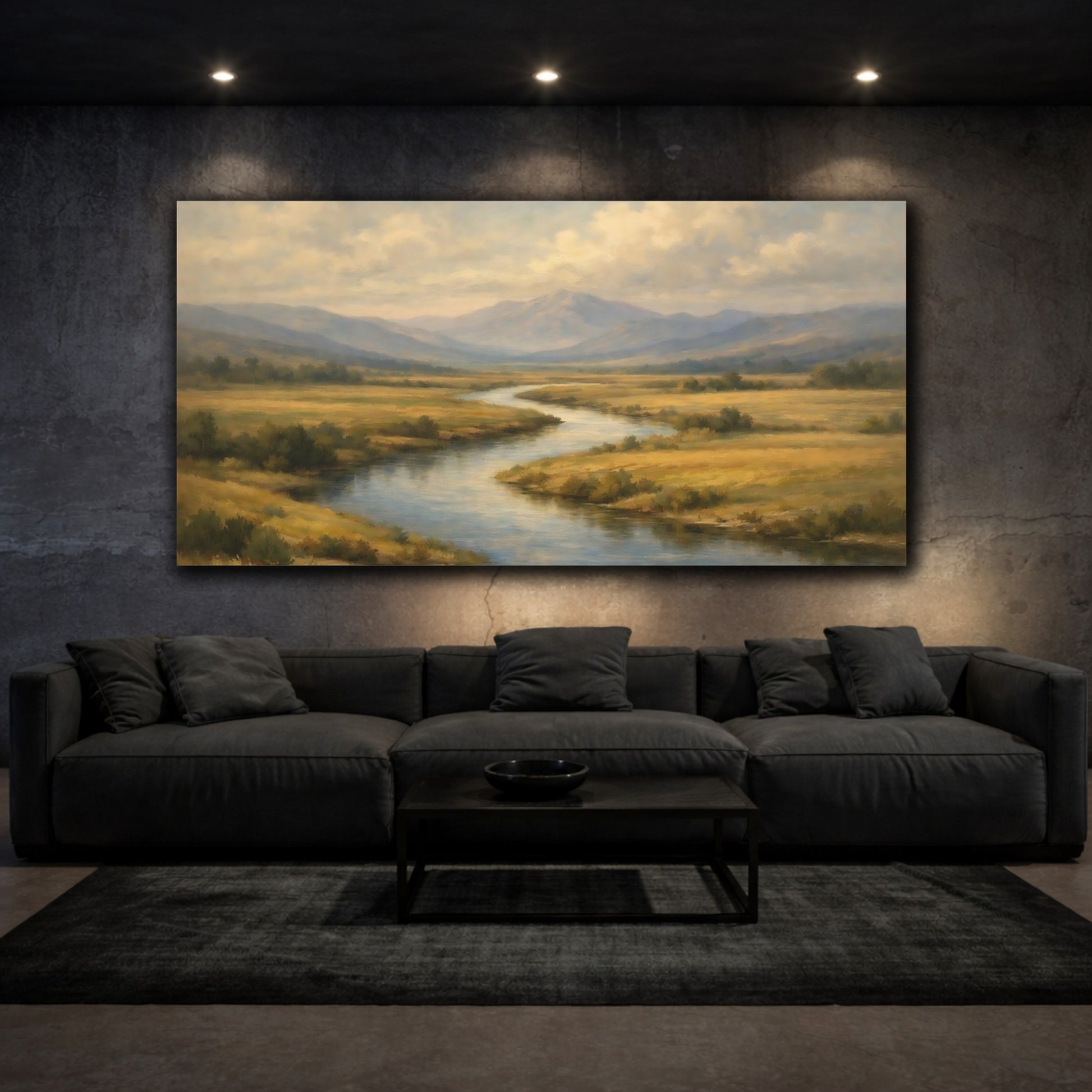 Mockup 2. Nature River Valley Golden River Valley shown as stretched canvas wall art