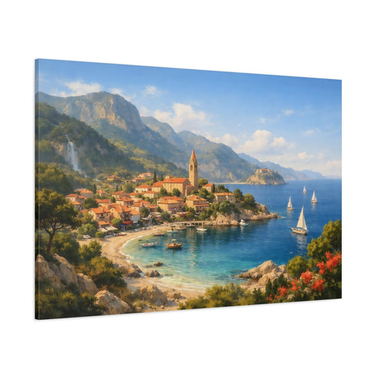 Nature Riviera Village shown as stretched canvas wall art