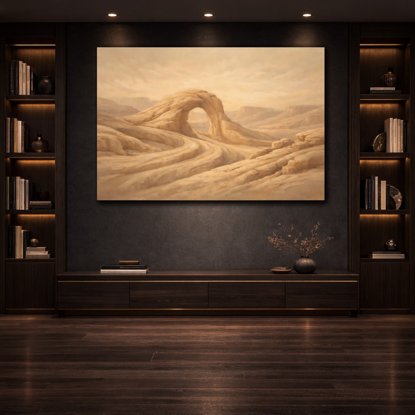 Mockup 3. Nature Rock Arch Brown Beige shown as stretched canvas wall art