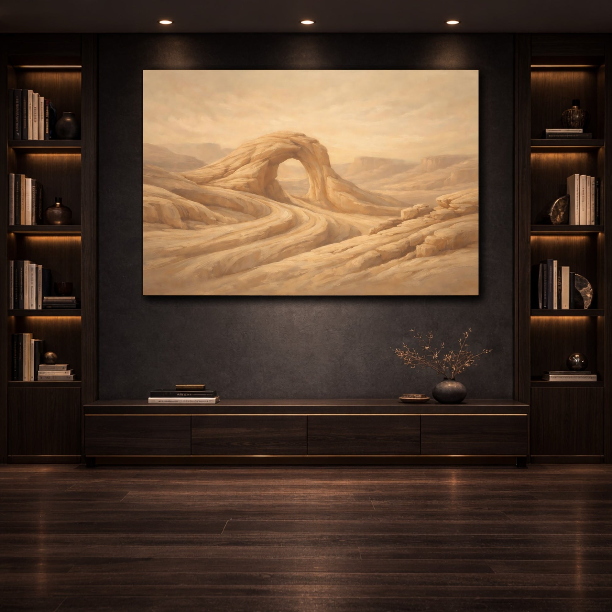 Mockup 3. Nature Rock Arch Brown Beige shown as stretched canvas wall art