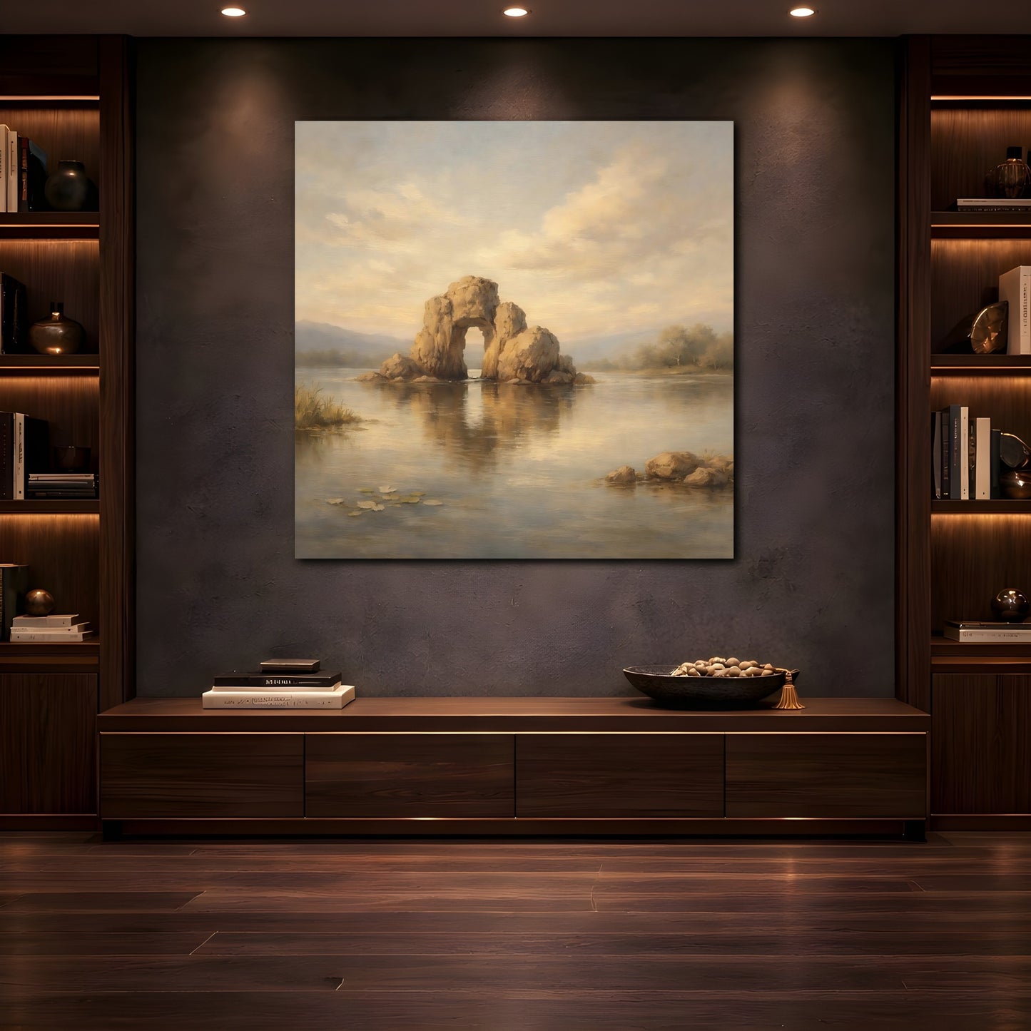 Mockup 4. Nature Rock Arch Warm Tones Landscape shown as stretched canvas wall art