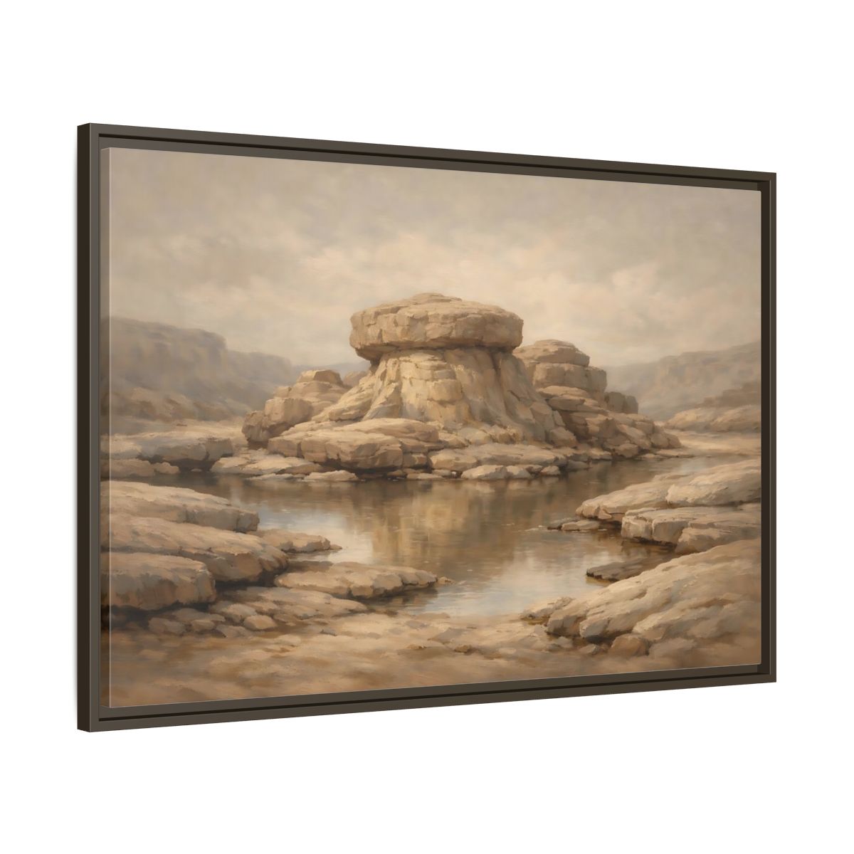 Side Mockup 9. Nature Rock Formation Brown And Tan Landscape shown as stretched canvas wall art