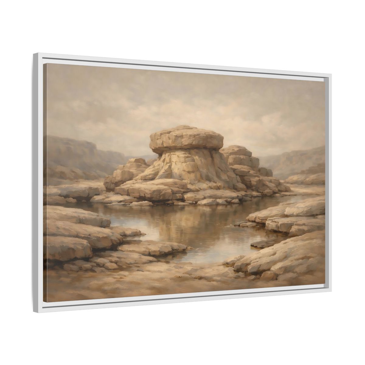 Side Mockup 8. Nature Rock Formation Brown And Tan Landscape shown as stretched canvas wall art