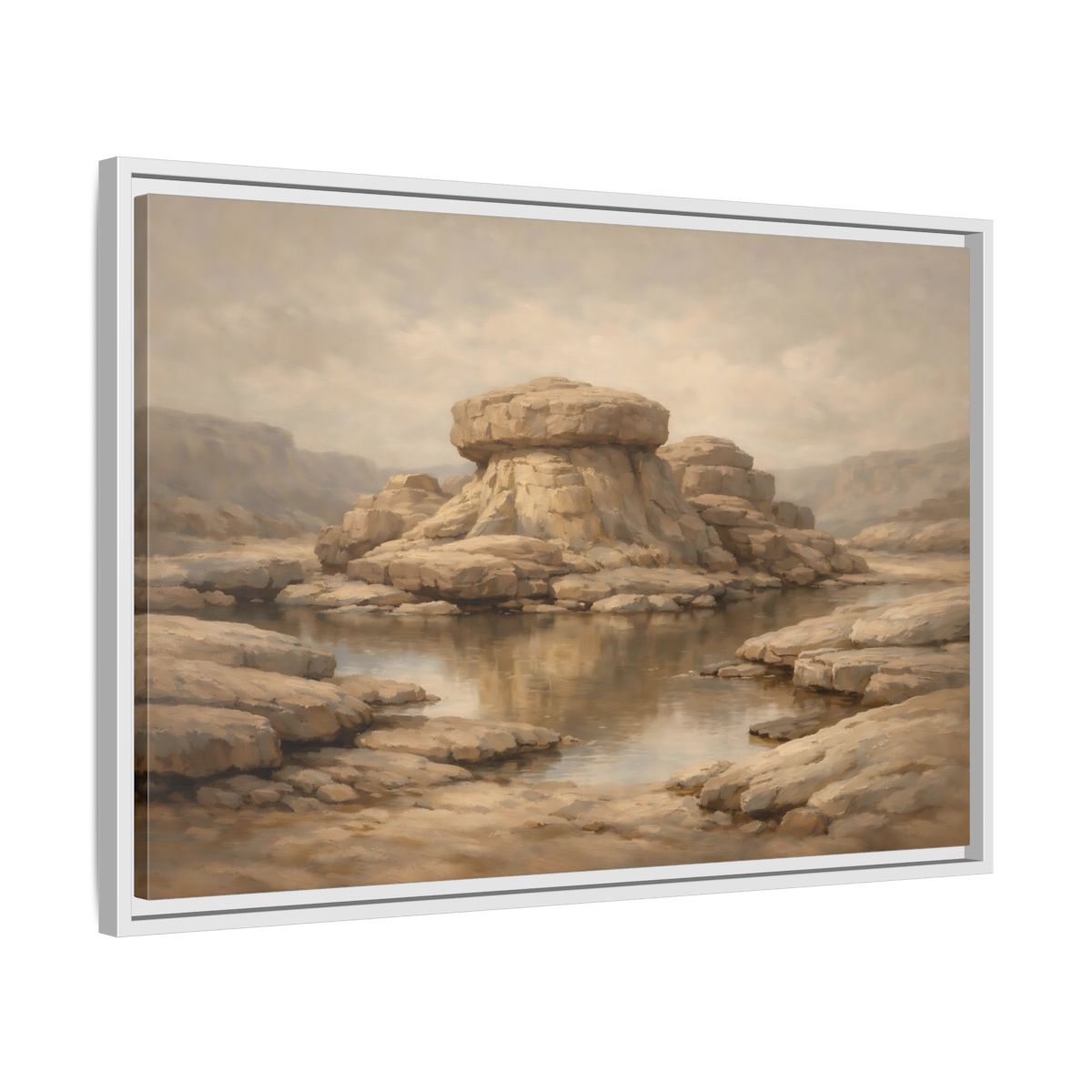 Side Mockup 10. Nature Rock Formation Brown And Tan Landscape shown as stretched canvas wall art