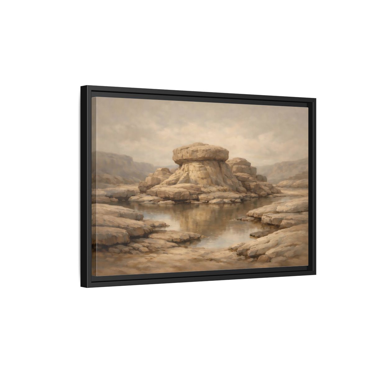 Side Mockup 3. Nature Rock Formation Brown And Tan Landscape shown as stretched canvas wall art