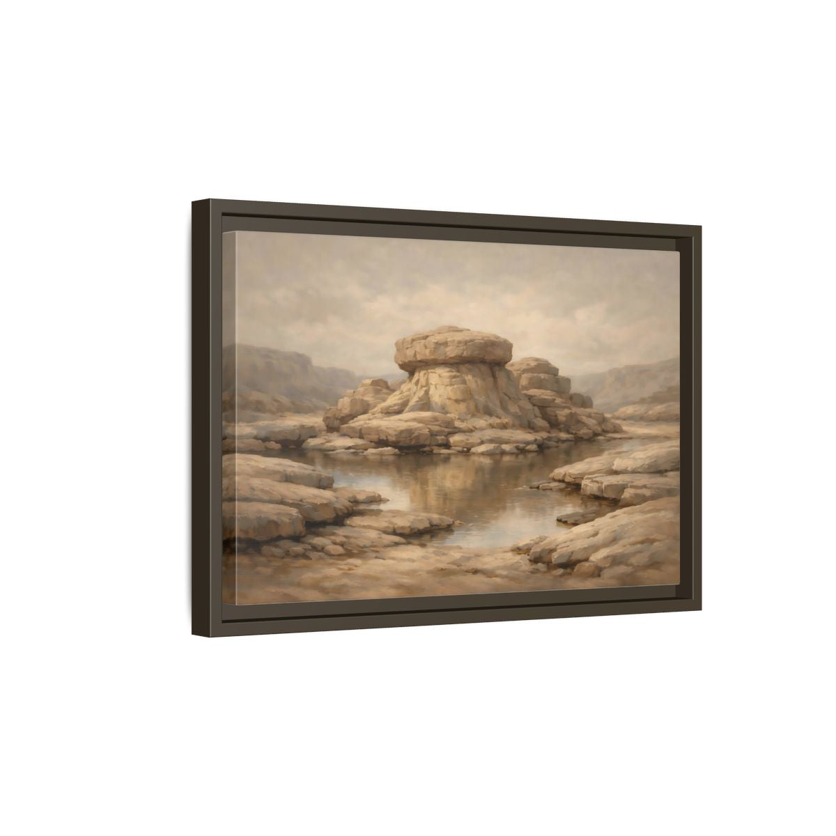 Side Mockup 5. Nature Rock Formation Brown And Tan Landscape shown as stretched canvas wall art