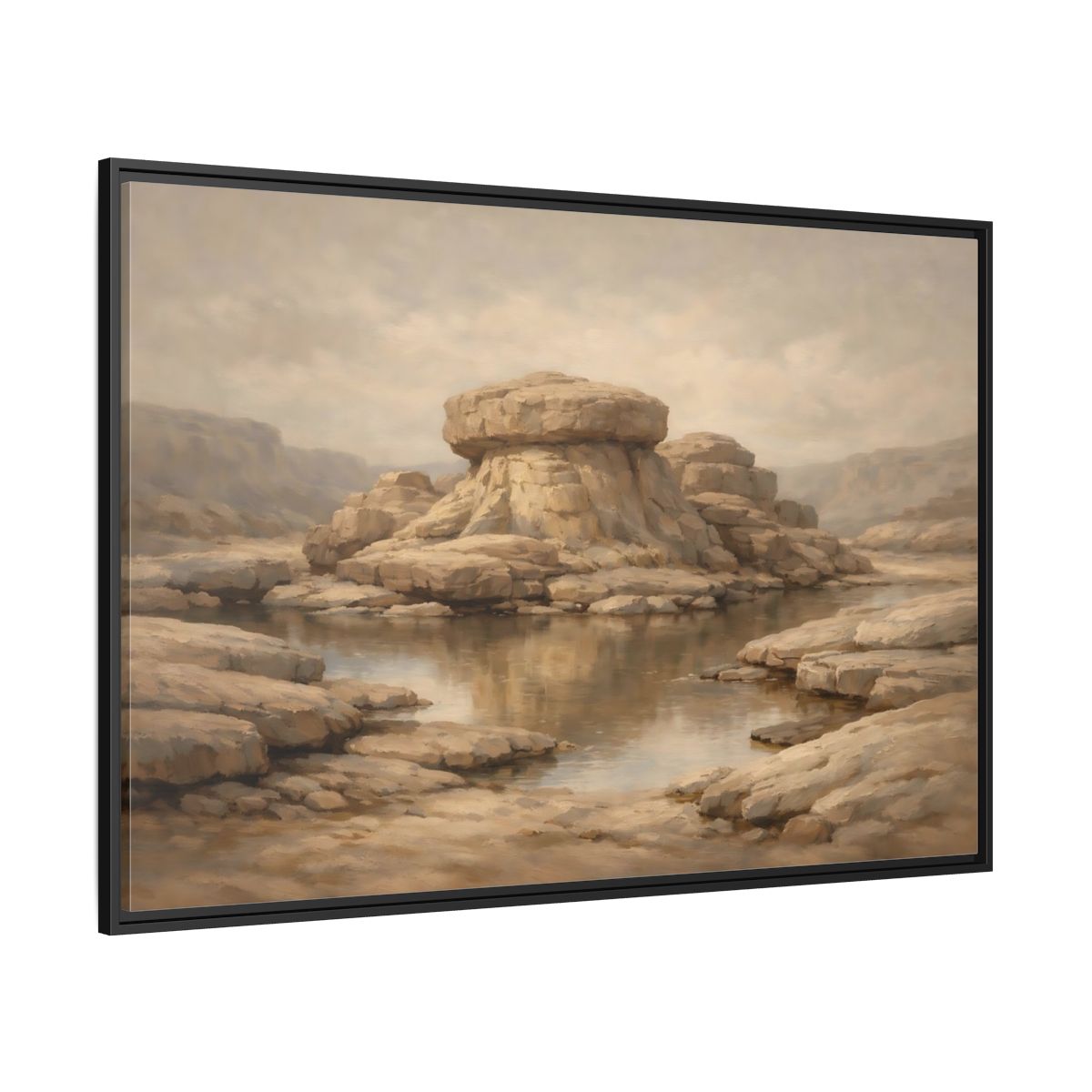 Side Mockup 12. Nature Rock Formation Brown And Tan Landscape shown as stretched canvas wall art