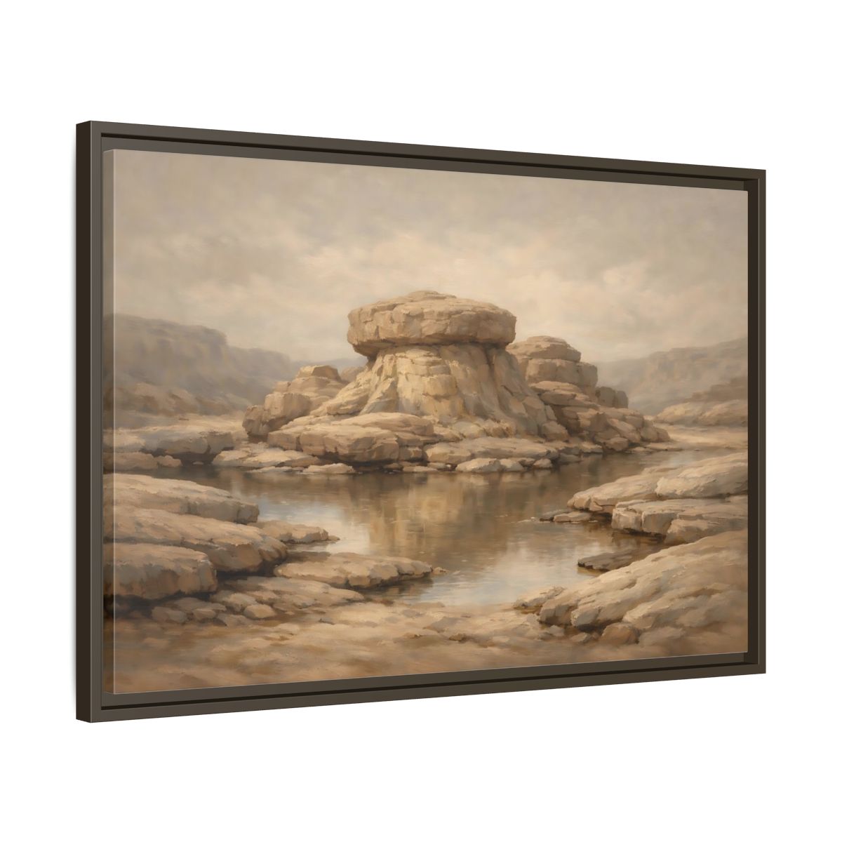 Side Mockup 11. Nature Rock Formation Brown And Tan Landscape shown as stretched canvas wall art