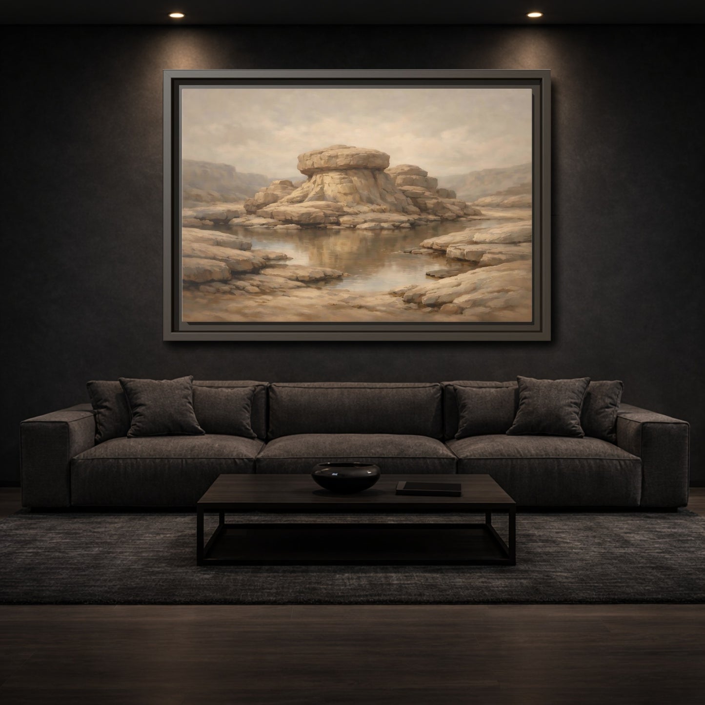 Mockup 2. Nature Rock Formation Brown And Tan Landscape shown as stretched canvas wall art