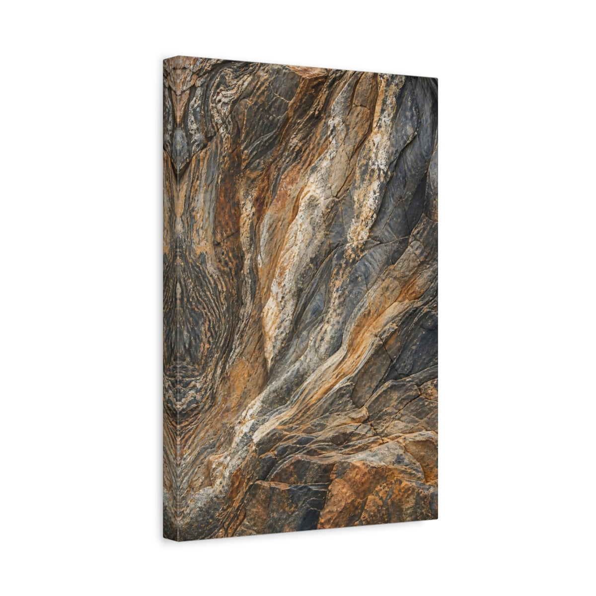 Side Mockup 4. Nature Rock Formation Brown Grey Texture shown as stretched canvas wall art