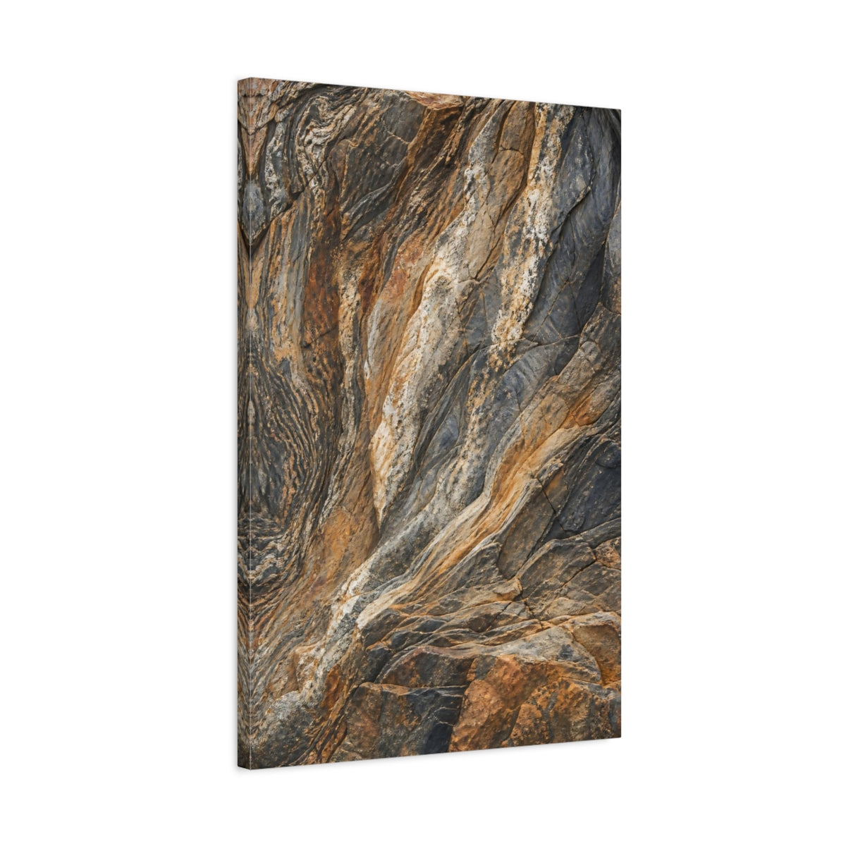 Side Mockup 2. Nature Rock Formation Brown Grey Texture shown as stretched canvas wall art