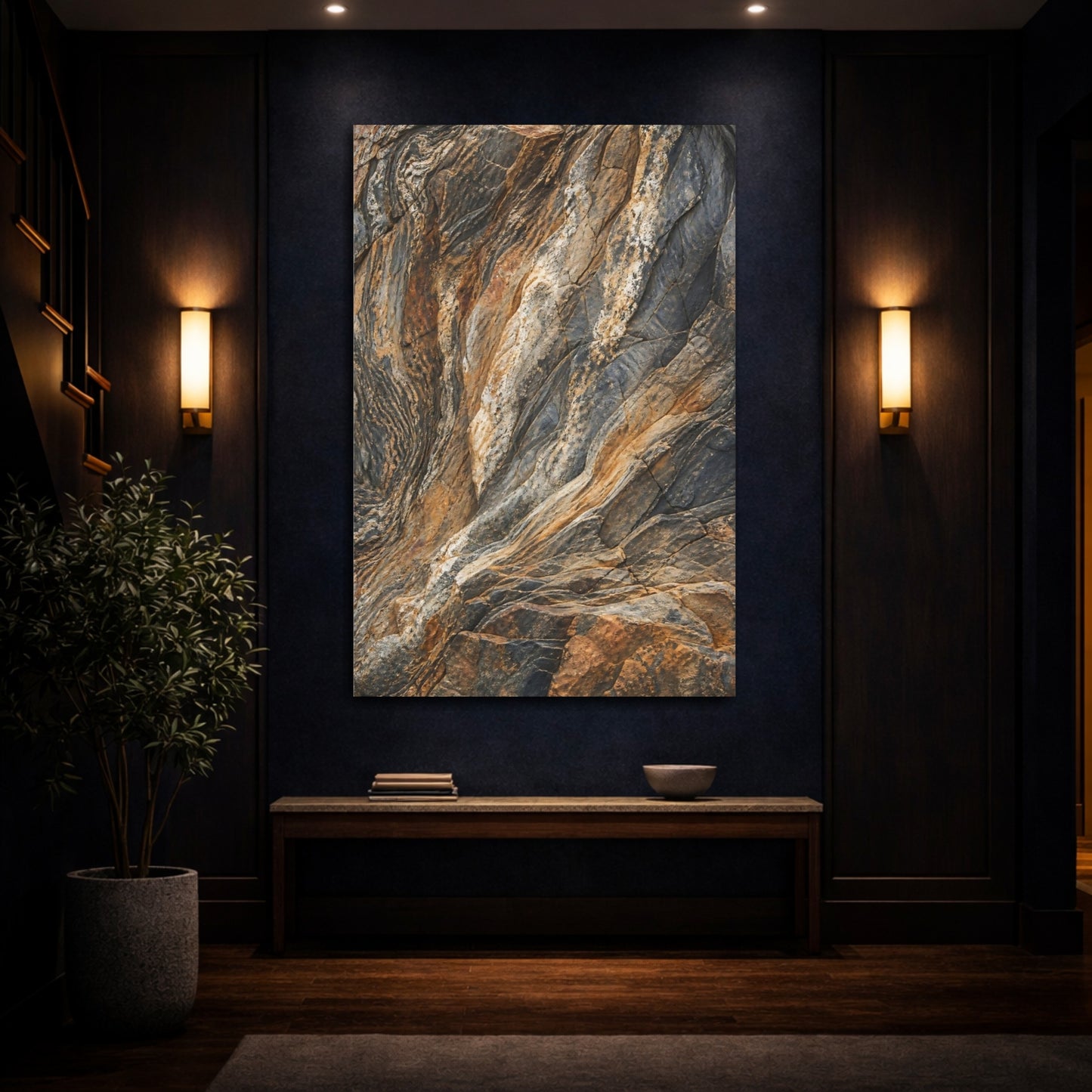 Mockup 4. Nature Rock Formation Brown Grey Texture shown as stretched canvas wall art