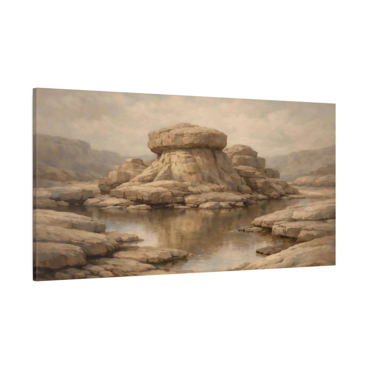 Main Mockup. Nature Rock Formation Earthy Tones shown as stretched canvas wall art