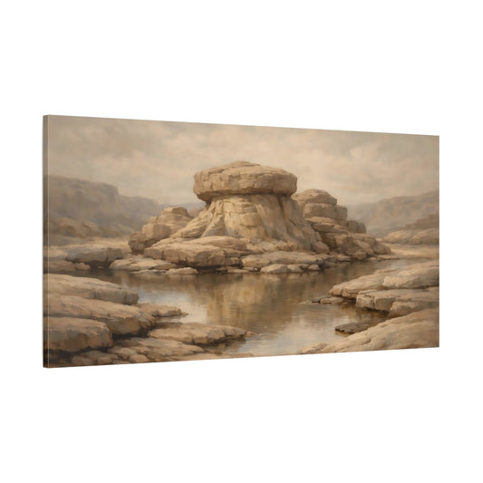 Main Mockup. Nature Rock Formation Earthy Tones shown as stretched canvas wall art