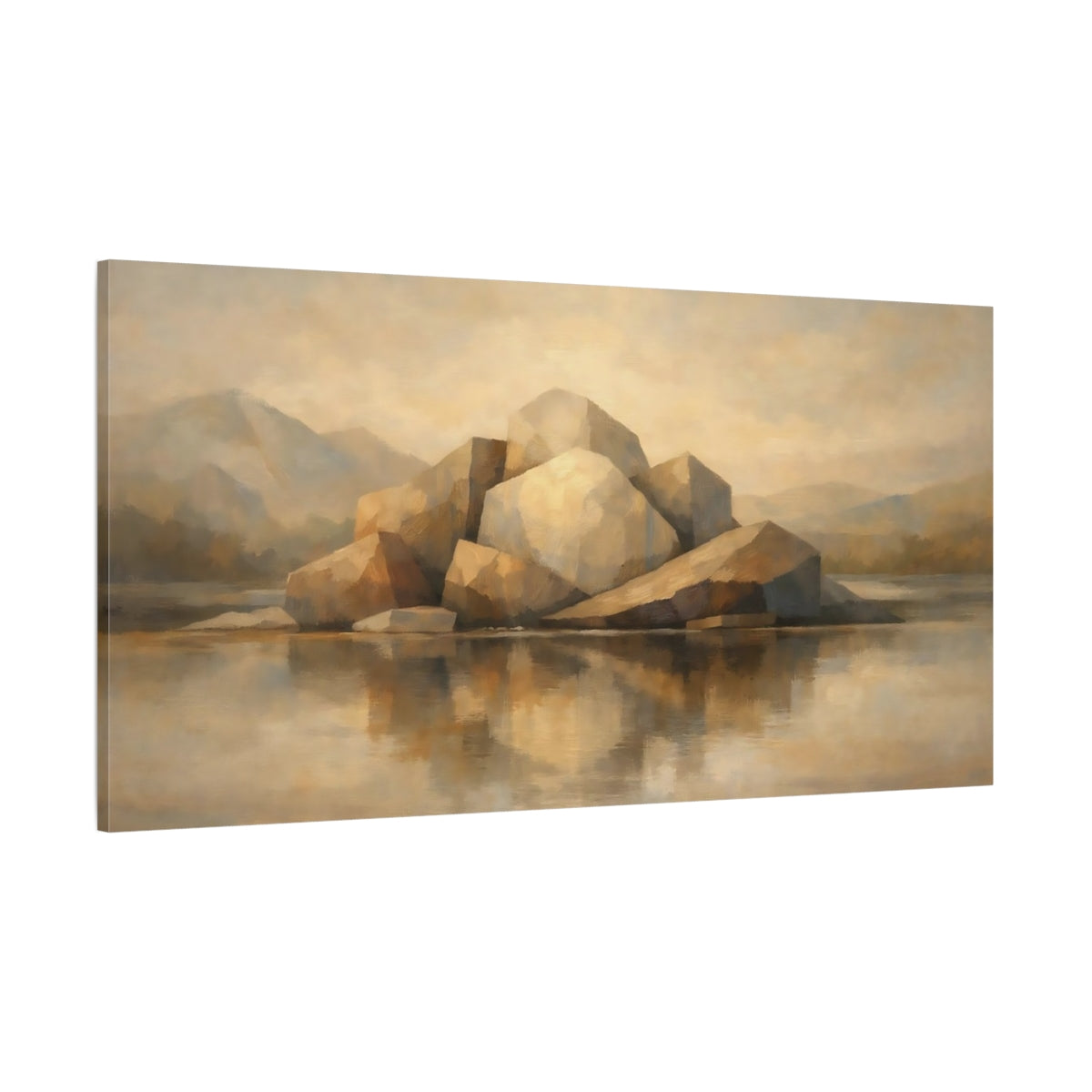 Main Mockup. Nature Rock Formation Earthy Tones shown as stretched canvas wall art