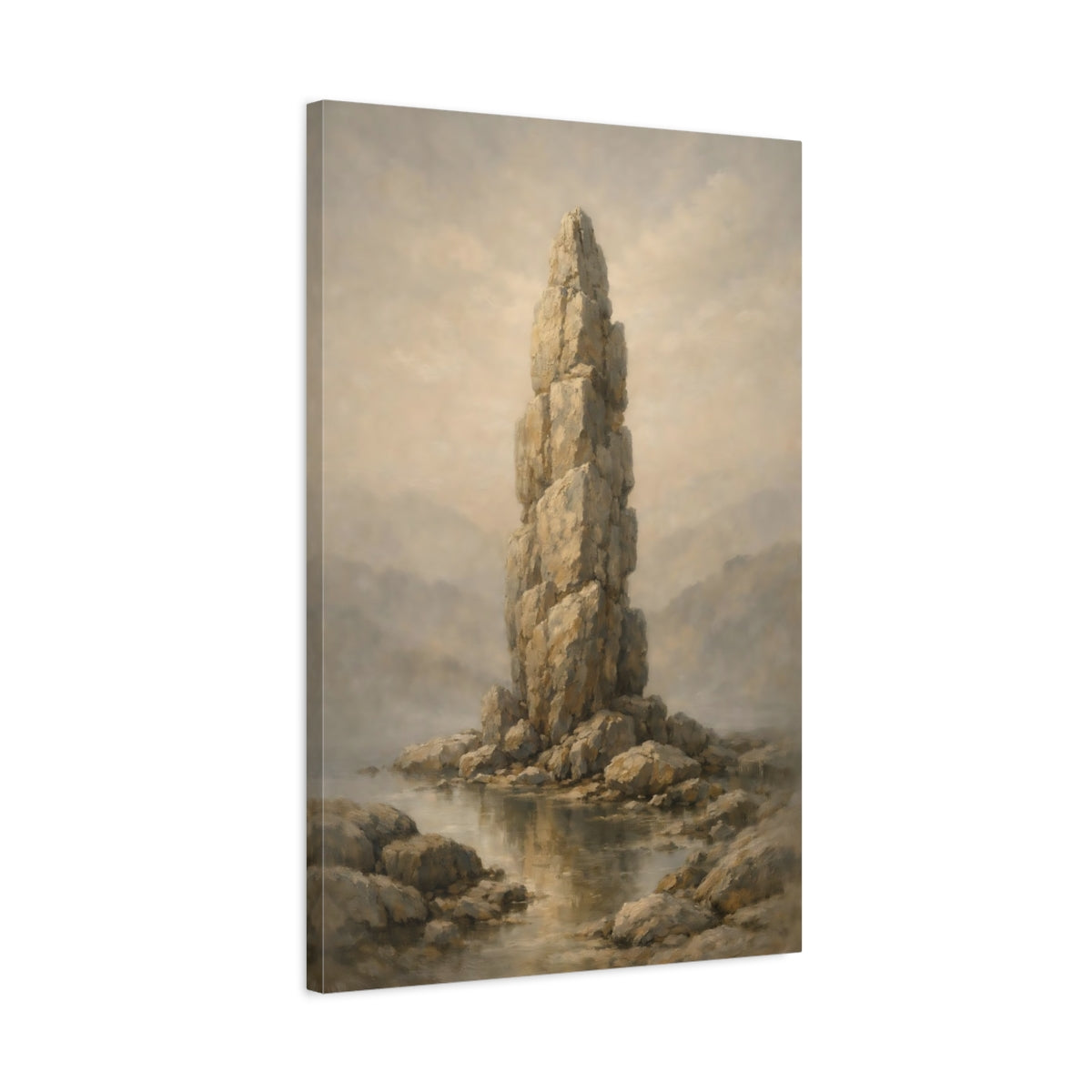 Side Mockup 2. Nature Rock Formation Earthy Tones shown as stretched canvas wall art