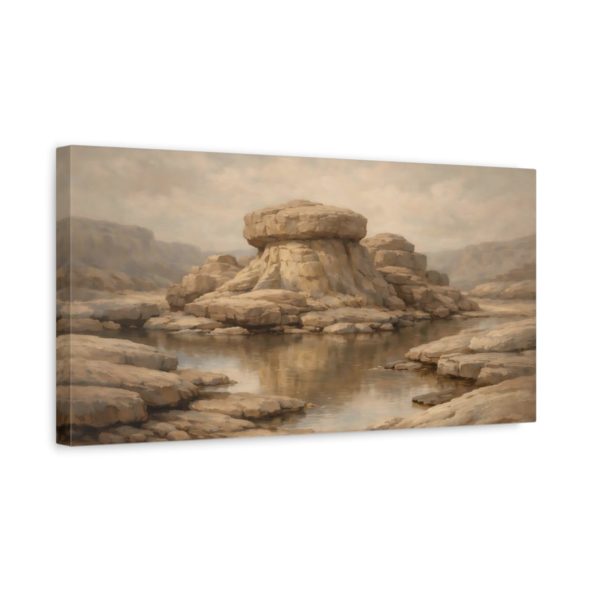 Side Mockup 3. Nature Rock Formation Earthy Tones shown as stretched canvas wall art