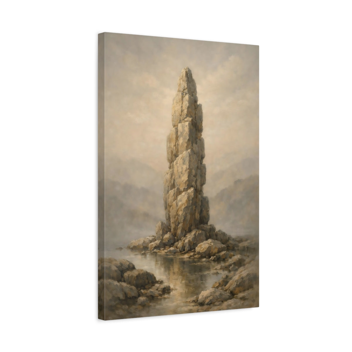 Side Mockup 3. Nature Rock Formation Earthy Tones shown as stretched canvas wall art