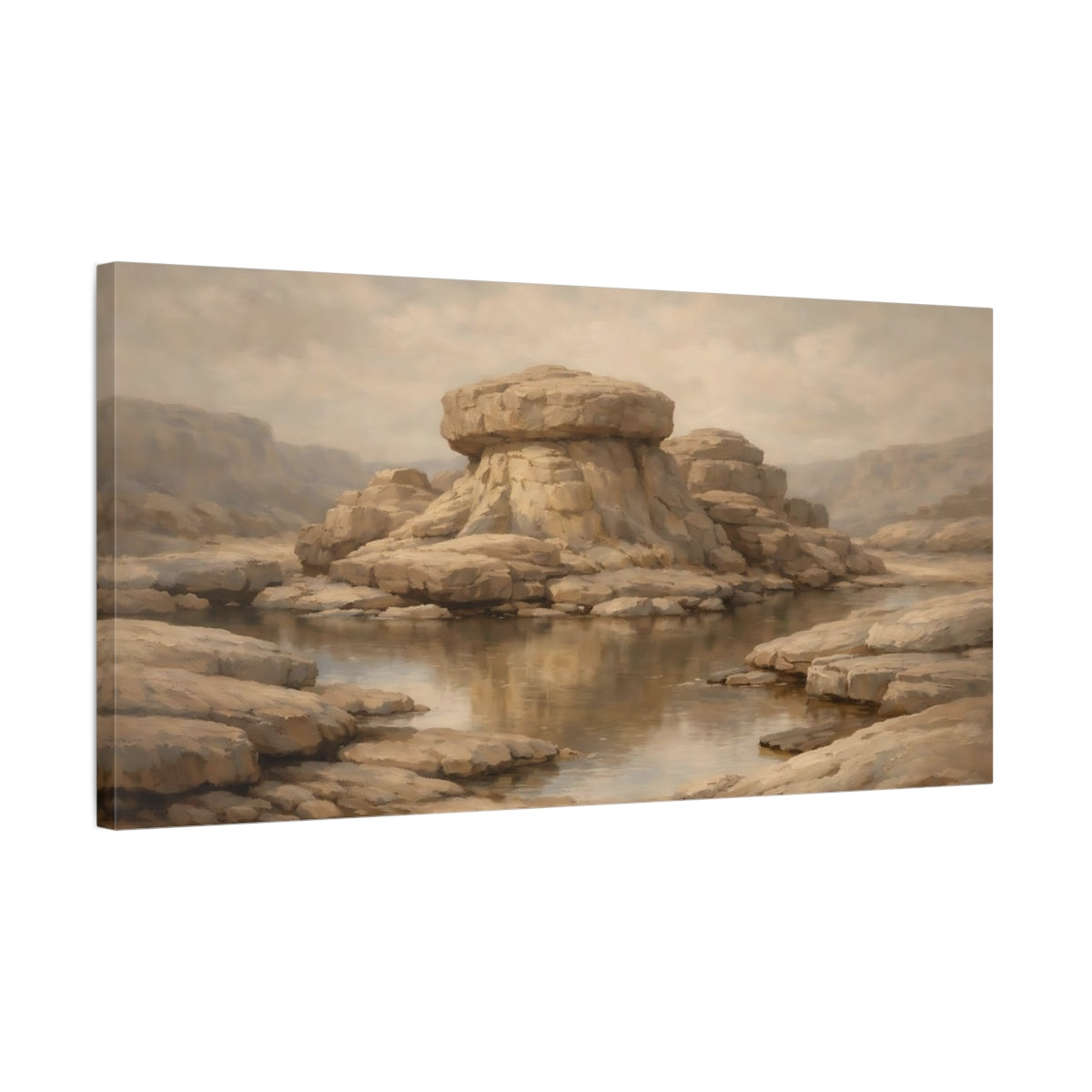 Side Mockup 2. Nature Rock Formation Earthy Tones shown as stretched canvas wall art