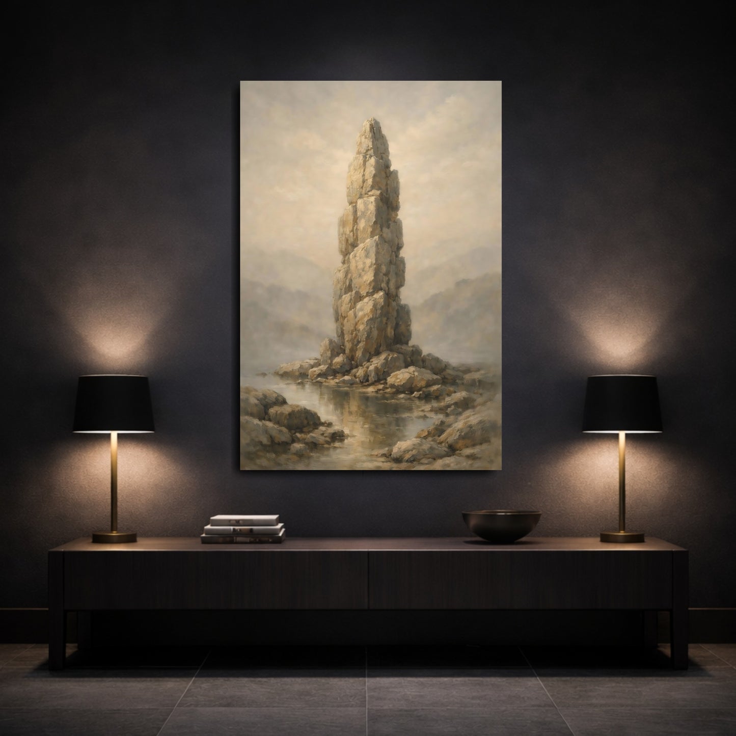 Mockup 2. Nature Rock Formation Earthy Tones shown as stretched canvas wall art