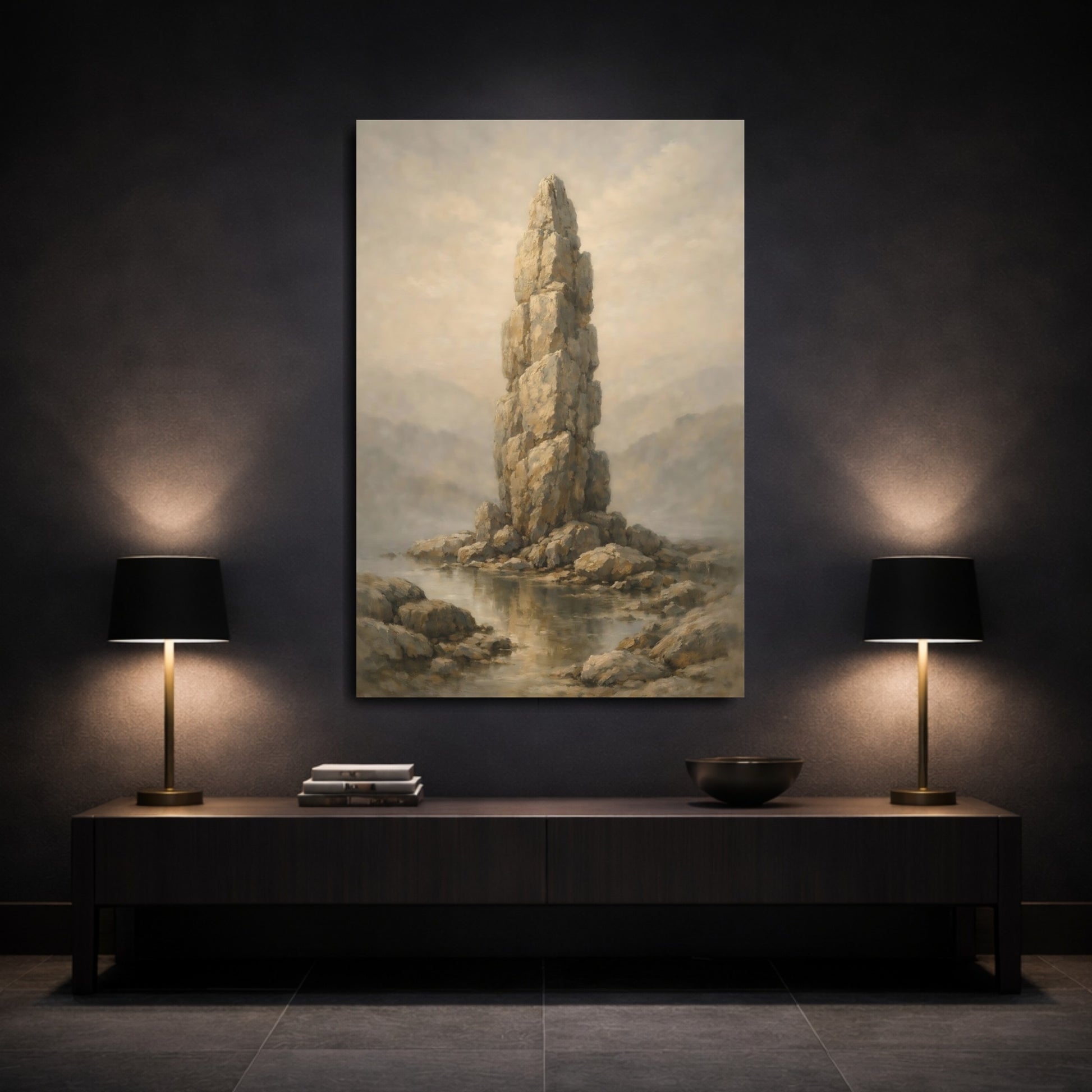 Mockup 2. Nature Rock Formation Earthy Tones shown as stretched canvas wall art
