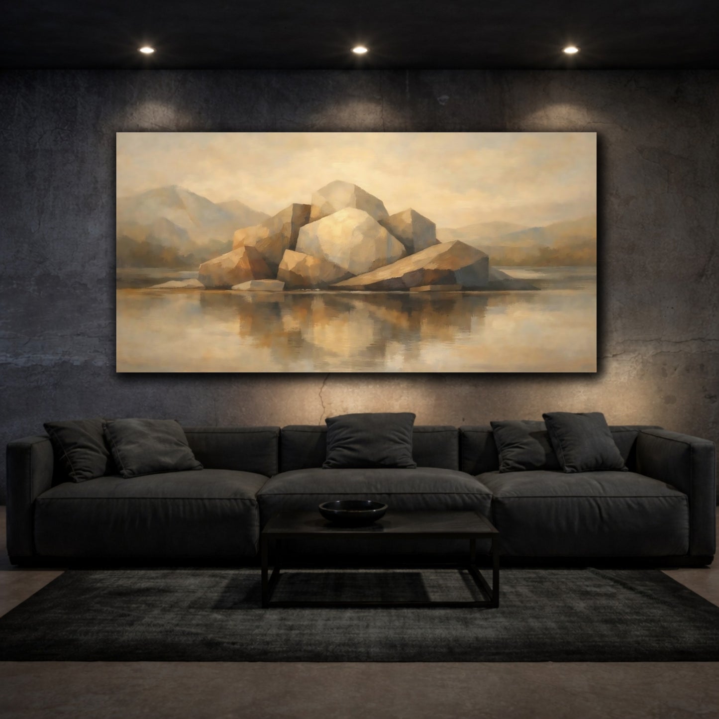 Mockup 2. Nature Rock Formation Earthy Tones shown as stretched canvas wall art