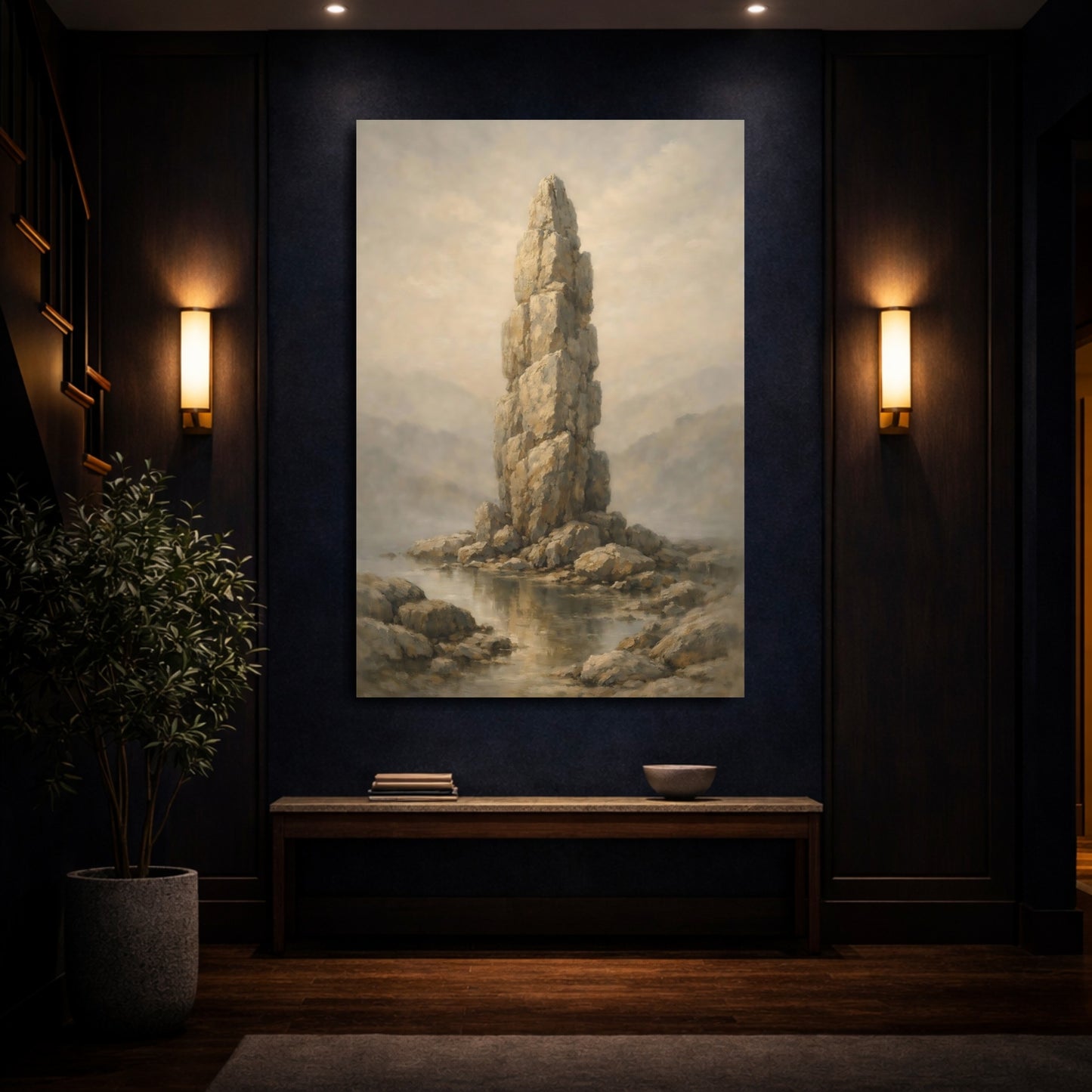 Mockup 3. Nature Rock Formation Earthy Tones shown as stretched canvas wall art