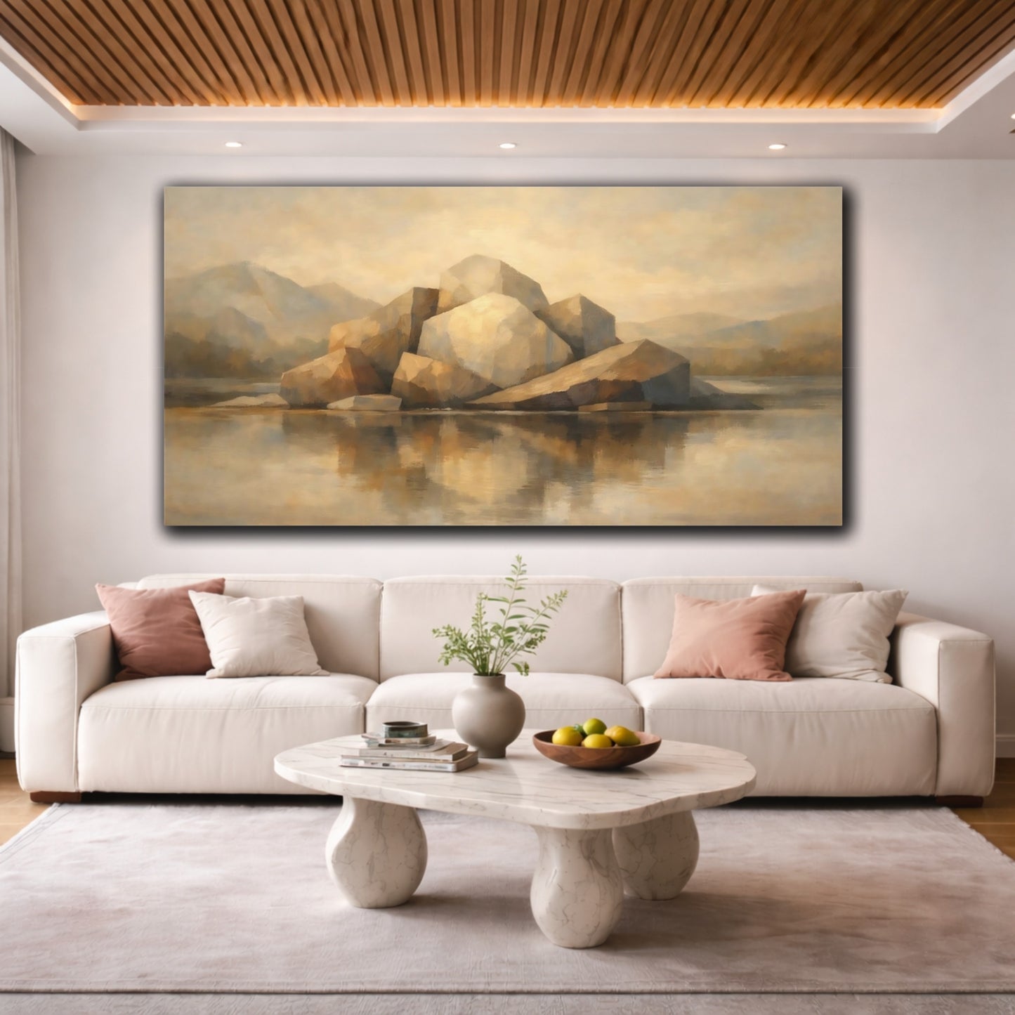 Mockup 3. Nature Rock Formation Earthy Tones shown as stretched canvas wall art