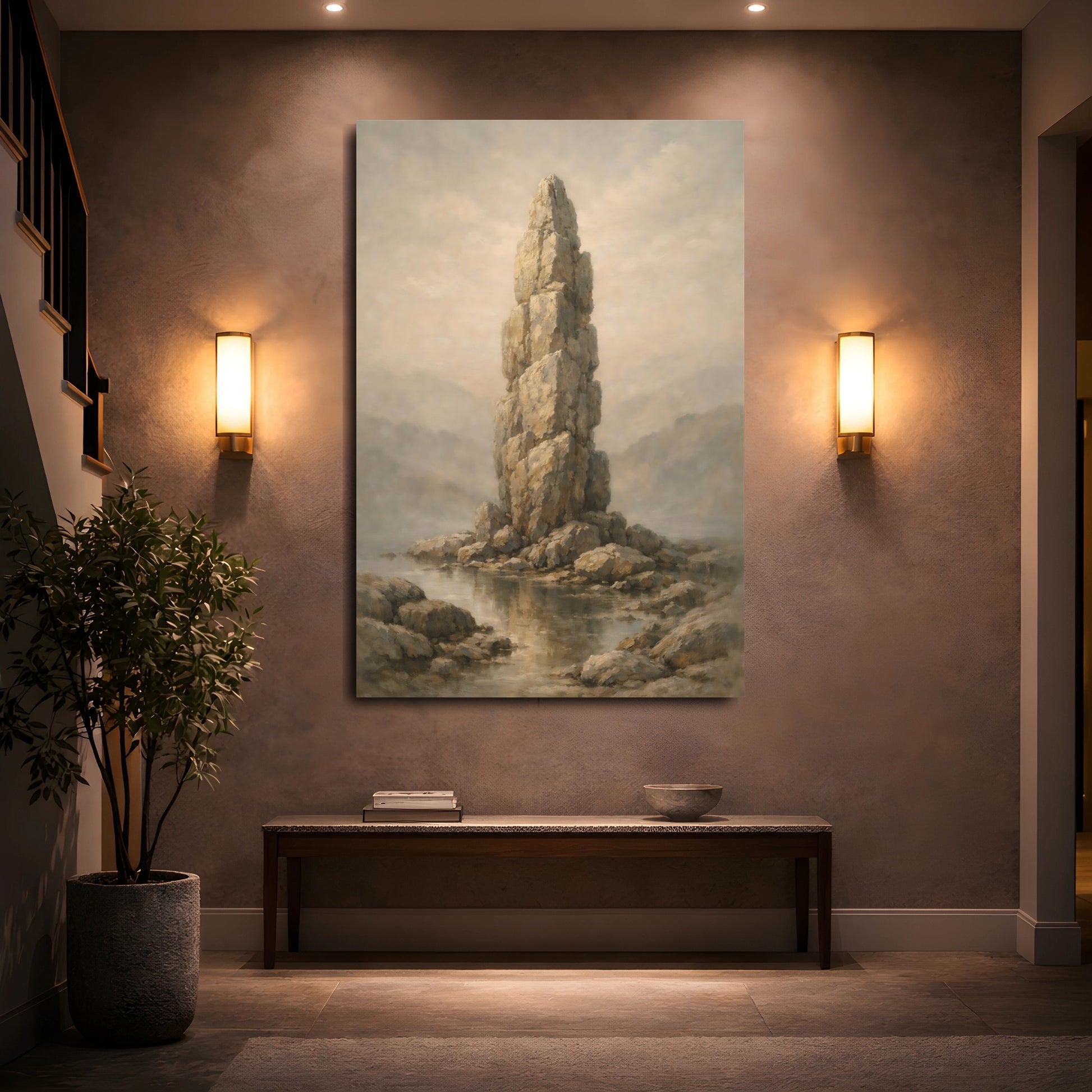 Mockup 4. Nature Rock Formation Earthy Tones shown as stretched canvas wall art