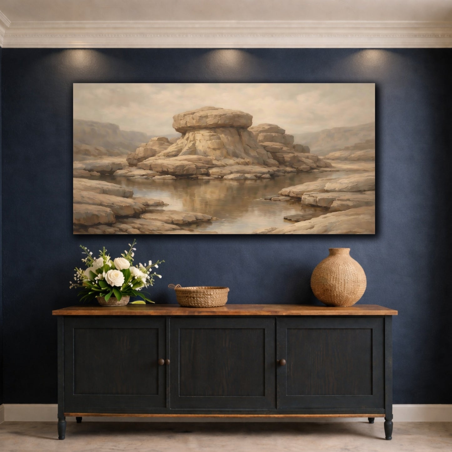 Mockup 4. Nature Rock Formation Earthy Tones shown as stretched canvas wall art