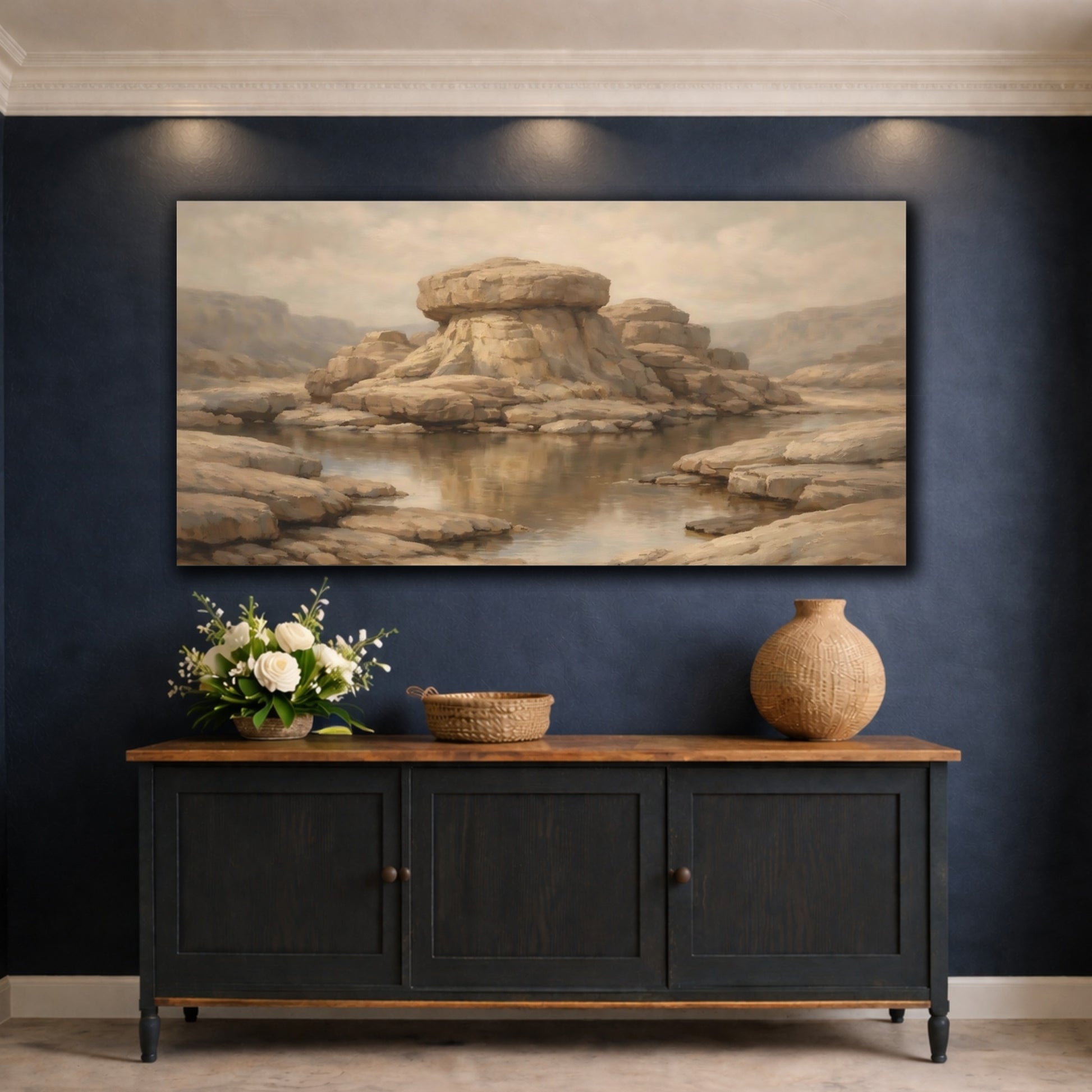 Mockup 4. Nature Rock Formation Earthy Tones shown as stretched canvas wall art