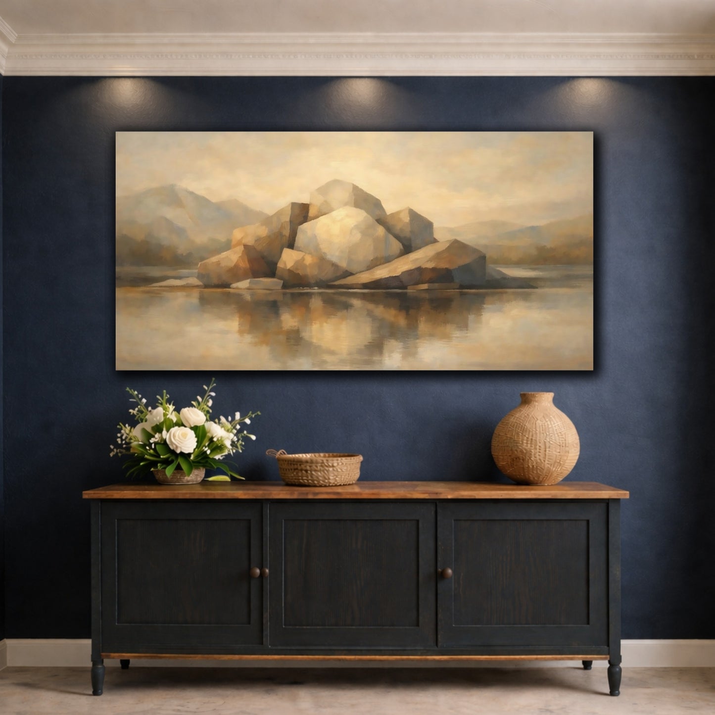 Mockup 4. Nature Rock Formation Earthy Tones shown as stretched canvas wall art