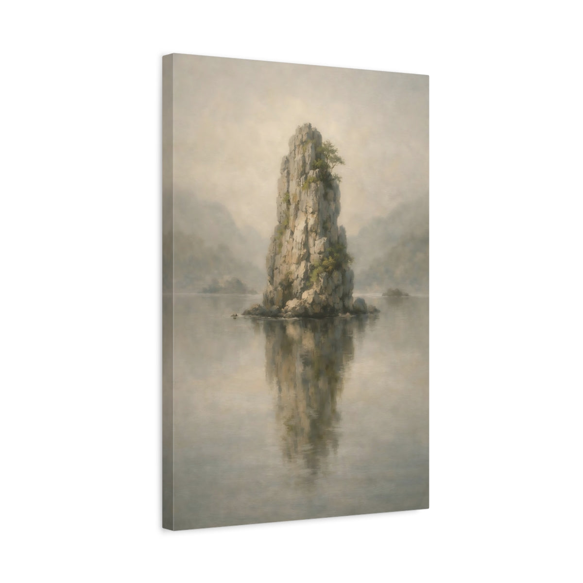 Side Mockup 3. Nature Rock Formation Misty Landscape shown as stretched canvas wall art