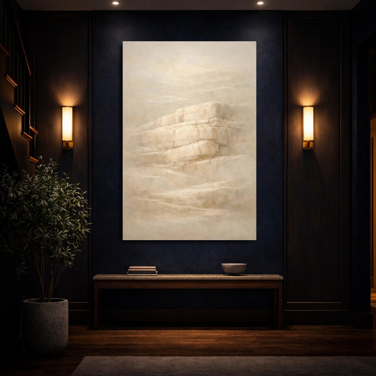 Mockup 3. Nature Rock Formation Neutral Rock Formation shown as stretched canvas wall art