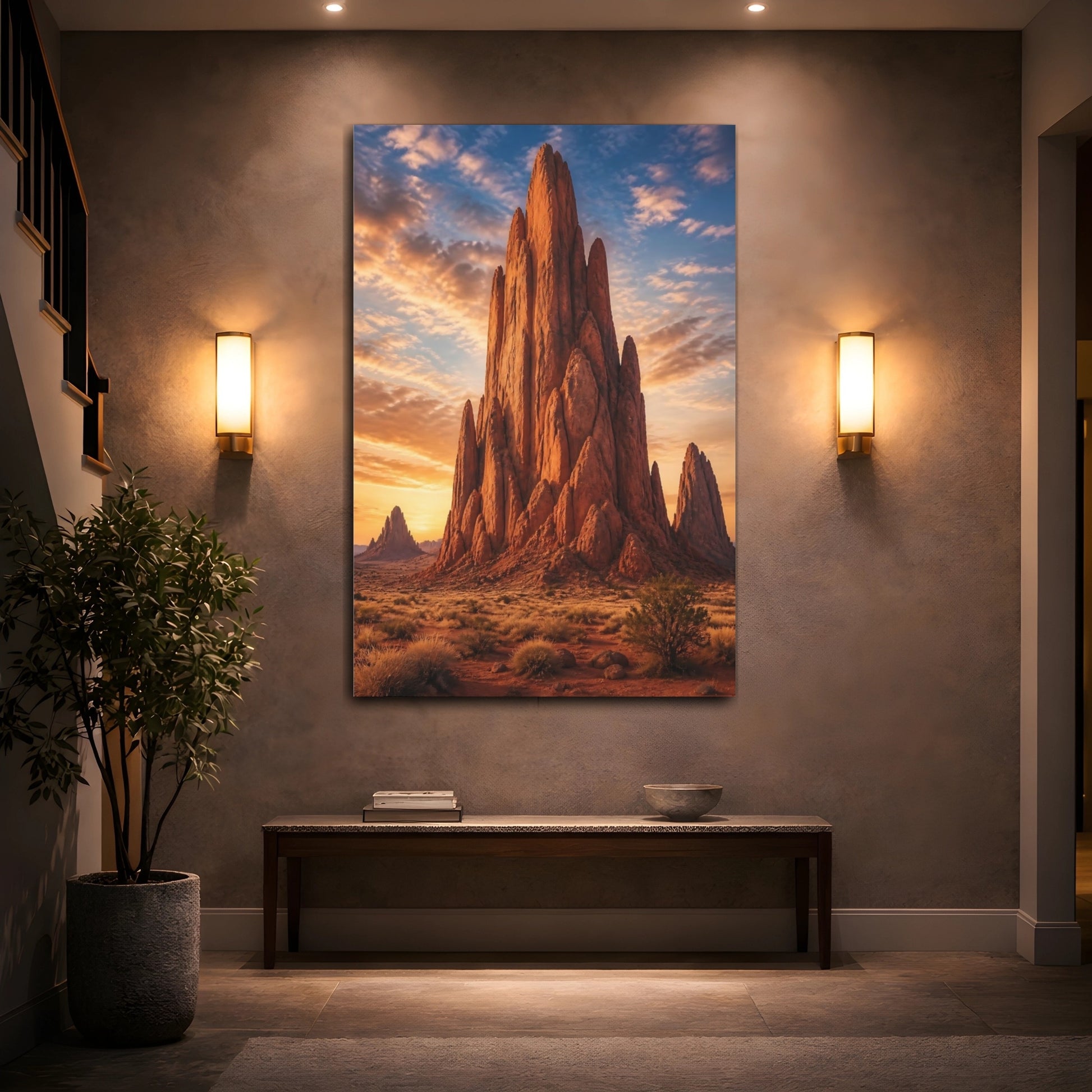 Mockup 2. Nature Rock Formation Orange Rock Desert shown as stretched canvas wall art