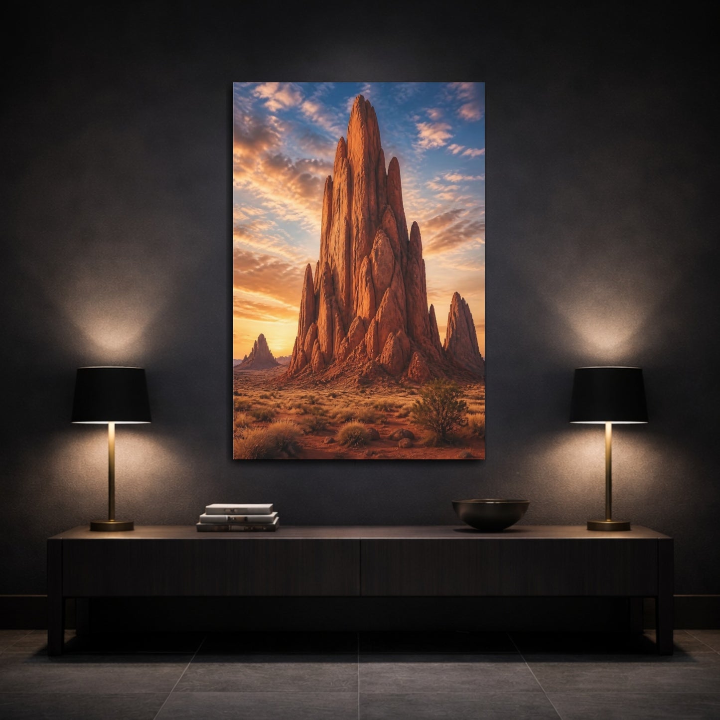 Mockup 3. Nature Rock Formation Orange Rock Desert shown as stretched canvas wall art