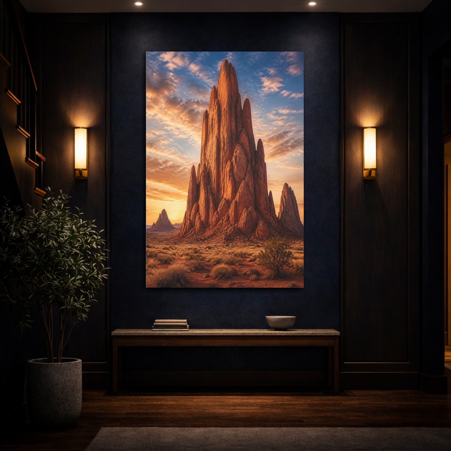 Mockup 4. Nature Rock Formation Orange Rock Desert shown as stretched canvas wall art