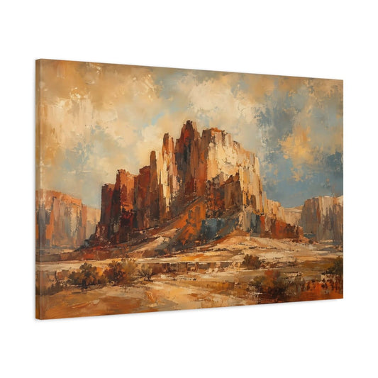 Nature Rock Formations Brown And Blue Canvas Print – Living Room, Above Fireplace, - YesArtYes