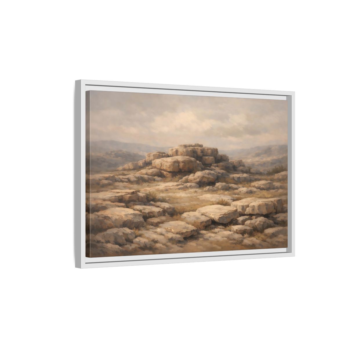 Side Mockup 1. Nature Rock Formations Earthy Brown Landscape shown as stretched canvas wall art