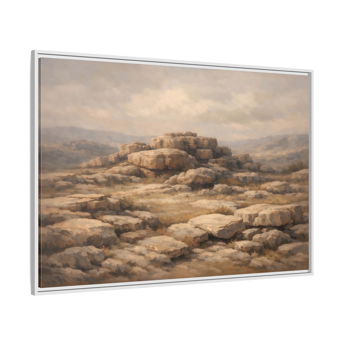 Side Mockup 7. Nature Rock Formations Earthy Brown Landscape shown as stretched canvas wall art