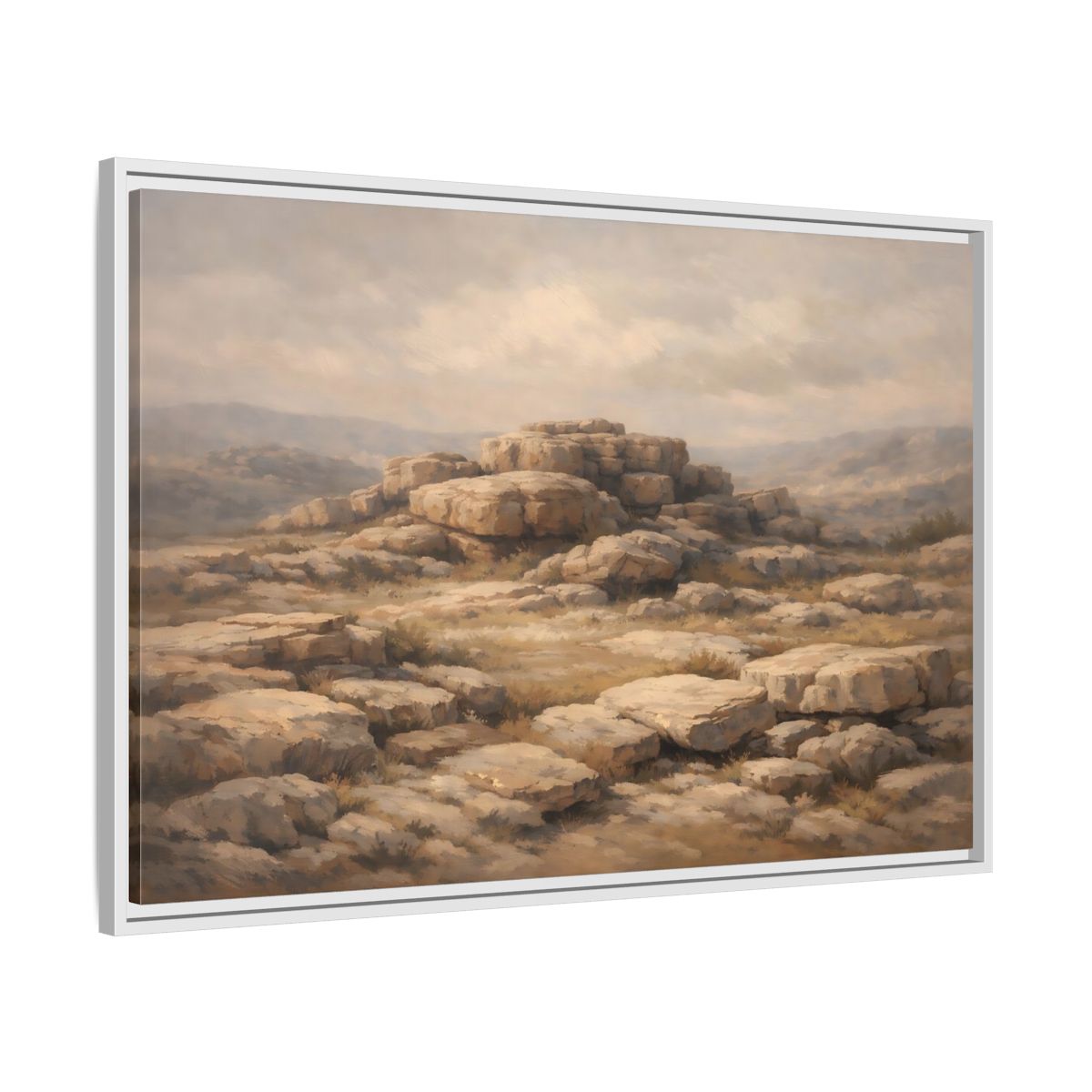Side Mockup 8. Nature Rock Formations Earthy Brown Landscape shown as stretched canvas wall art