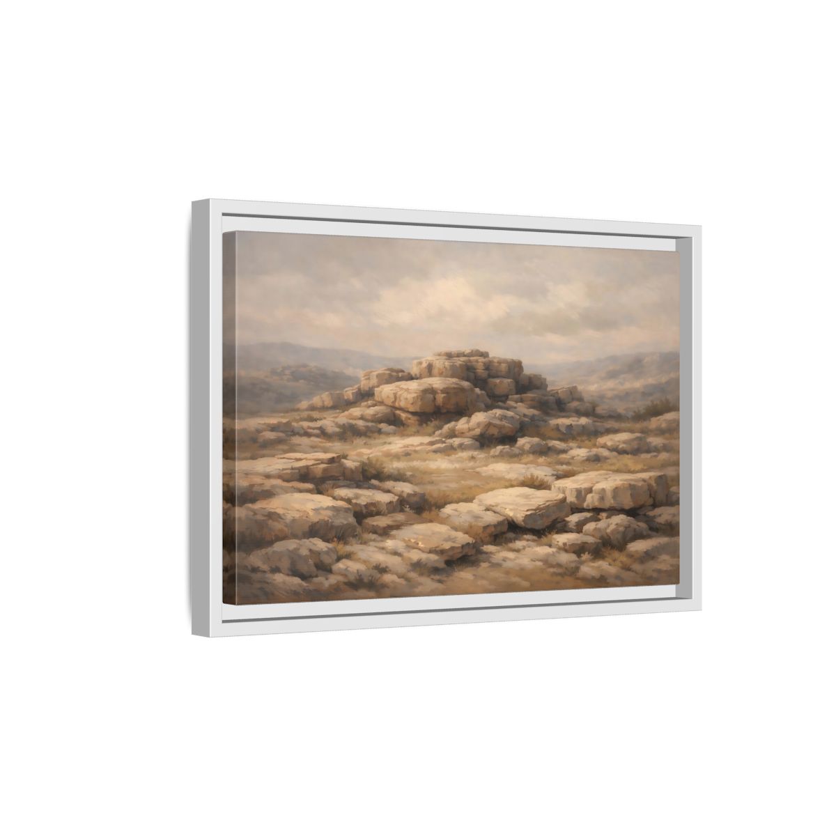 Side Mockup 4. Nature Rock Formations Earthy Brown Landscape shown as stretched canvas wall art