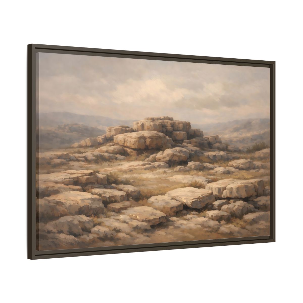 Side Mockup 9. Nature Rock Formations Earthy Brown Landscape shown as stretched canvas wall art