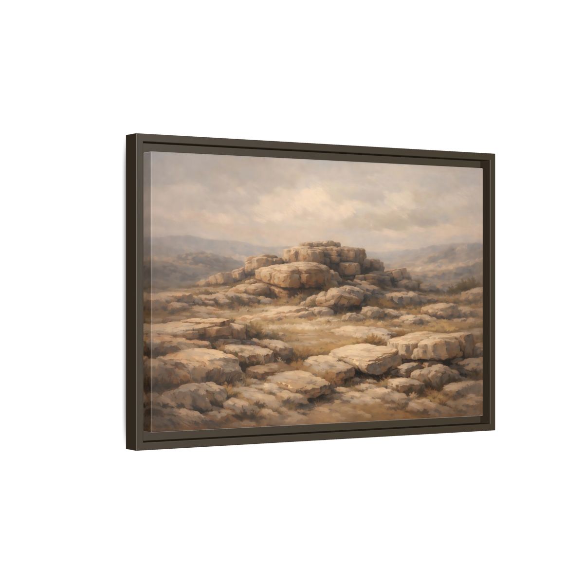 Side Mockup 2. Nature Rock Formations Earthy Brown Landscape shown as stretched canvas wall art